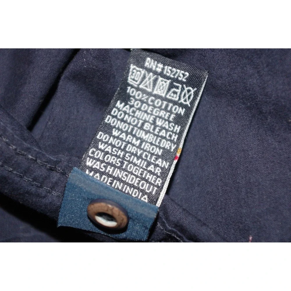 Across the Pond Boys Small Navy Blue Textured Short‎ Sleeve Button Down Shirt